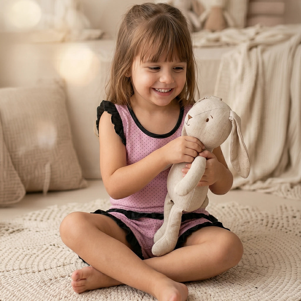 Pijama Regata Feminino Infantil - Poá Rosa Seco - 023022