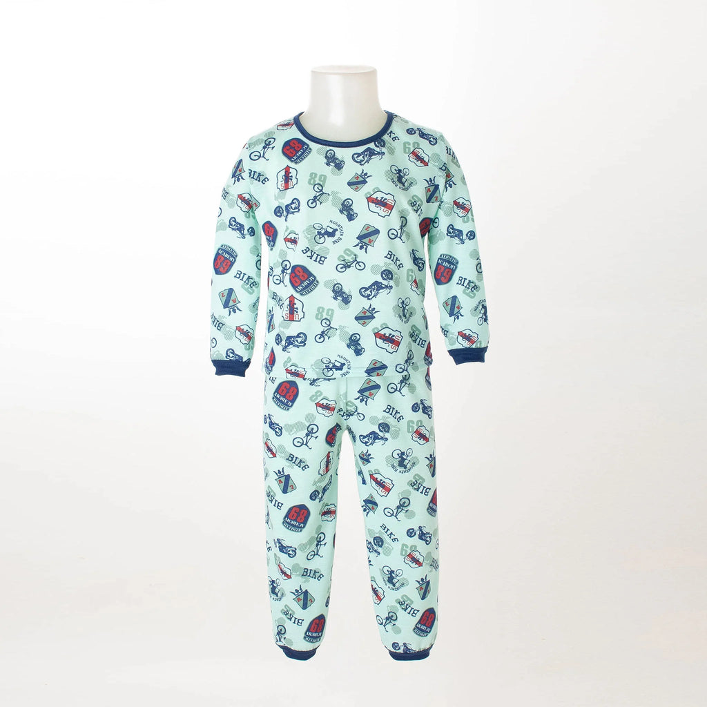 Pijama Longo Masculino Infantil - Estampa Bike Verde - 028015