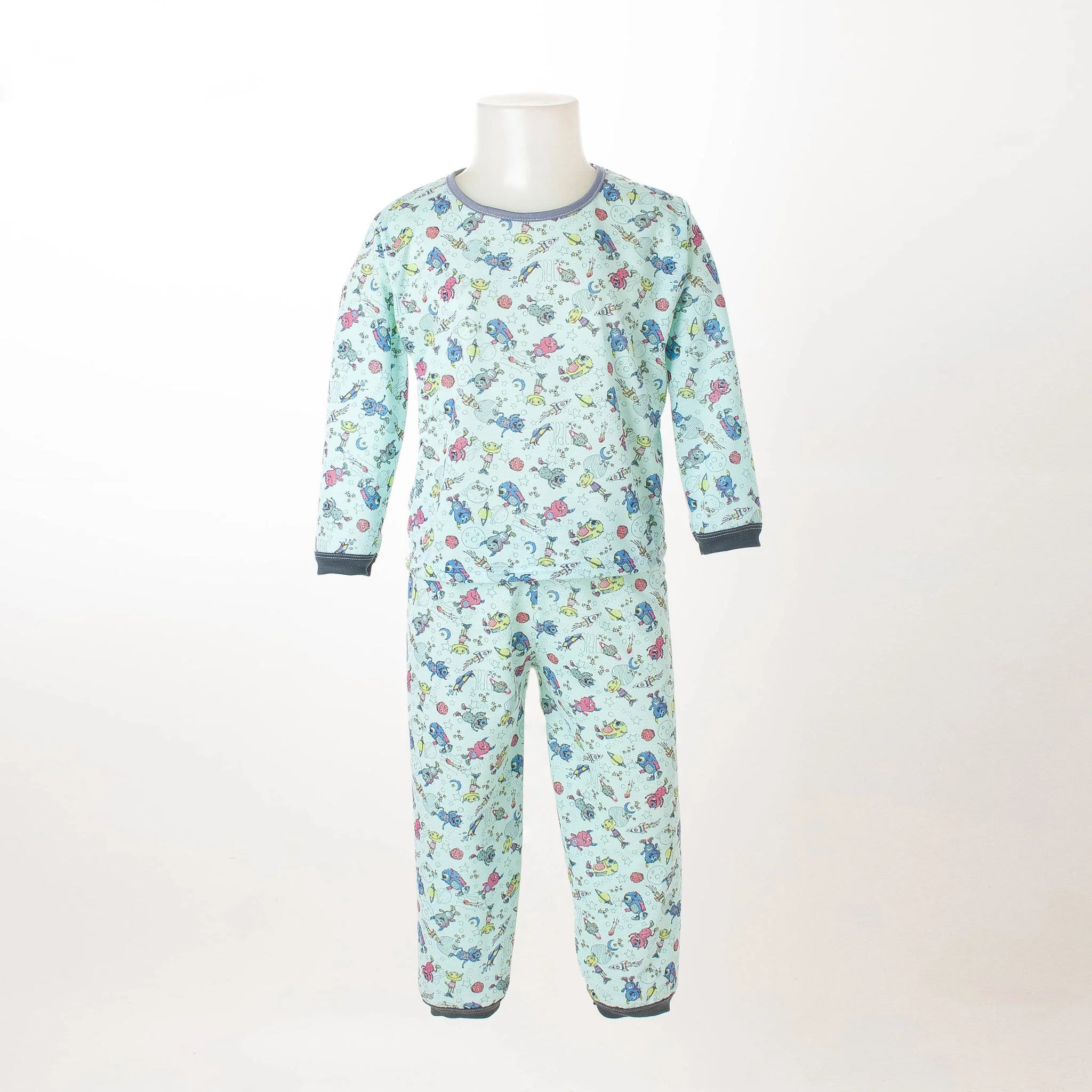 Pijama Longo Masculino Infantil - Estampa Extra-Terrestres Verde - 028009