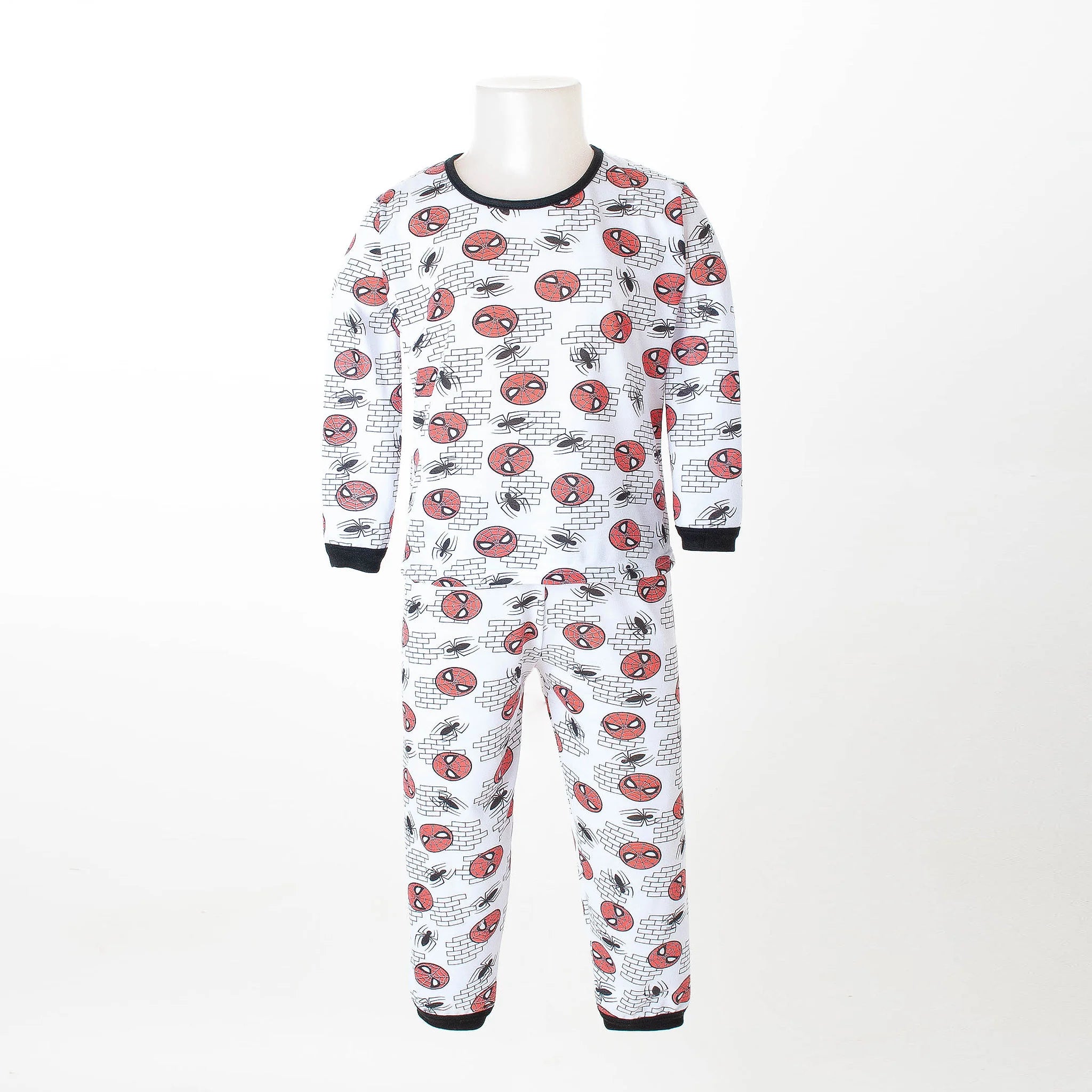 Pijama Longo Masculino Infantil - Estampa Homem-Aranha Máscaras - 028019