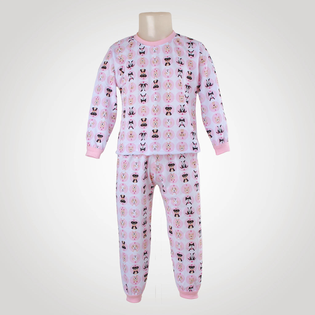 Pijama Longo Feminino Infantil - Estampa Cachorrinho Rosa - 024005