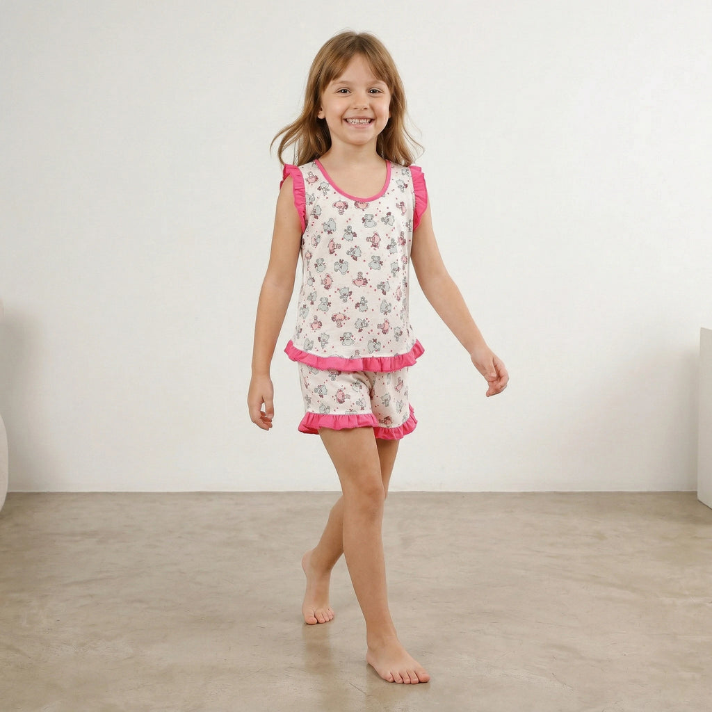 Pijama Regata Feminino Infantil - Estampa Ursinhos - 023004