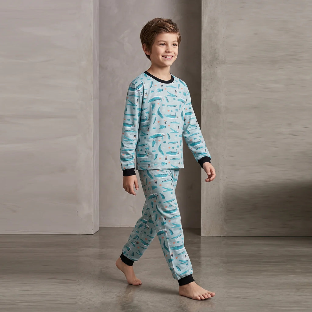 Pijama Longo Masculino Infantil - Estampa Jacaré - 028002