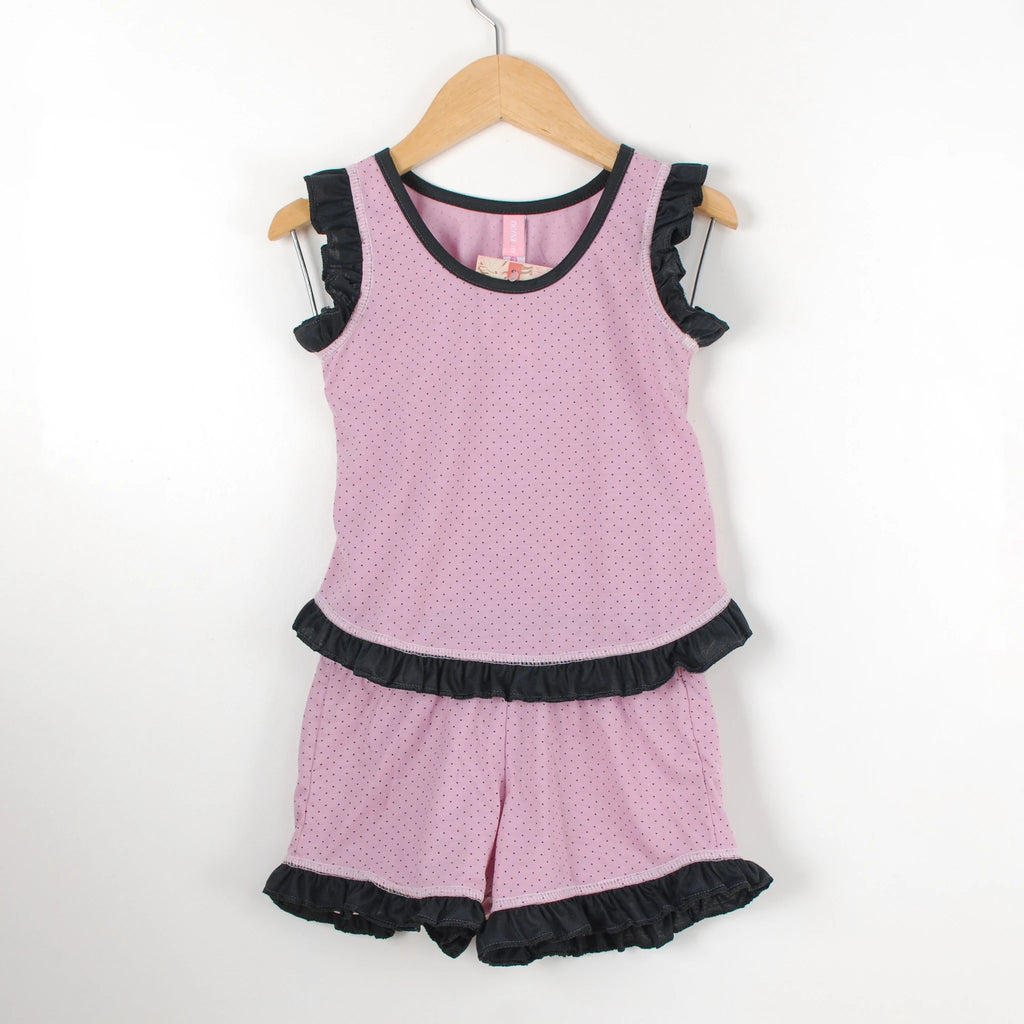 Pijama Regata Feminino Infantil - Poá Rosa Seco - 023022