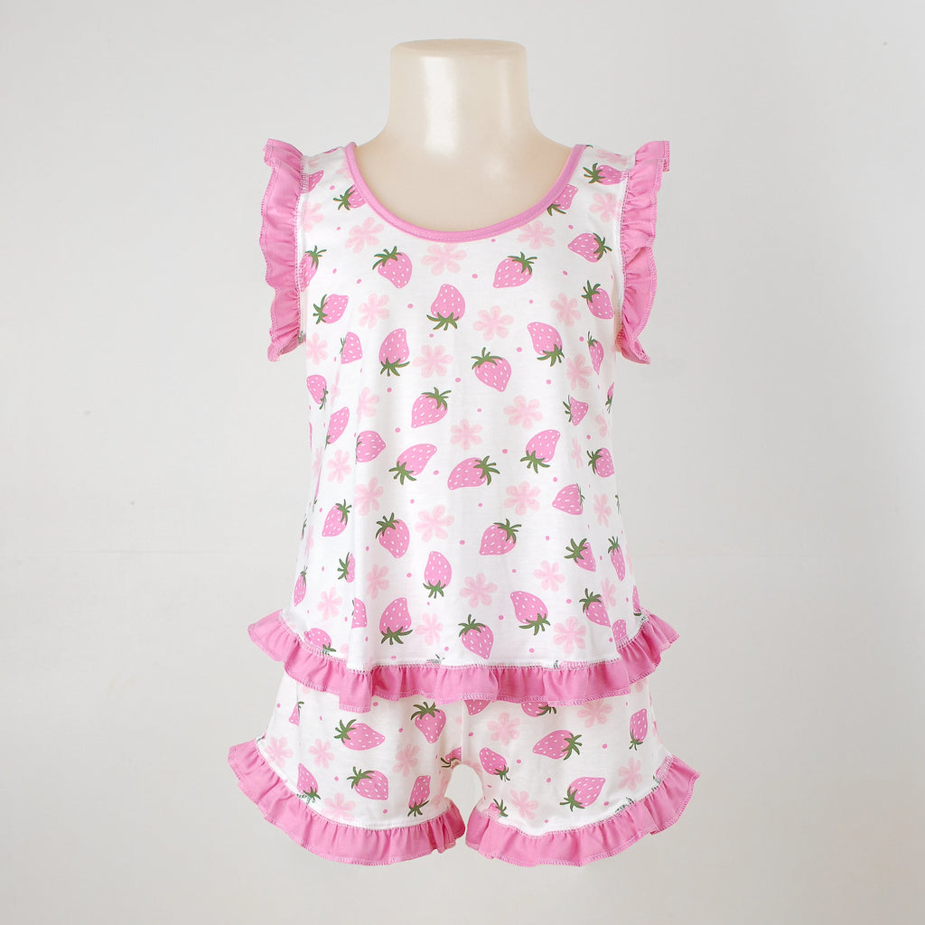Pijama Regata Feminino Infantil - Estampa Morangos- 023020