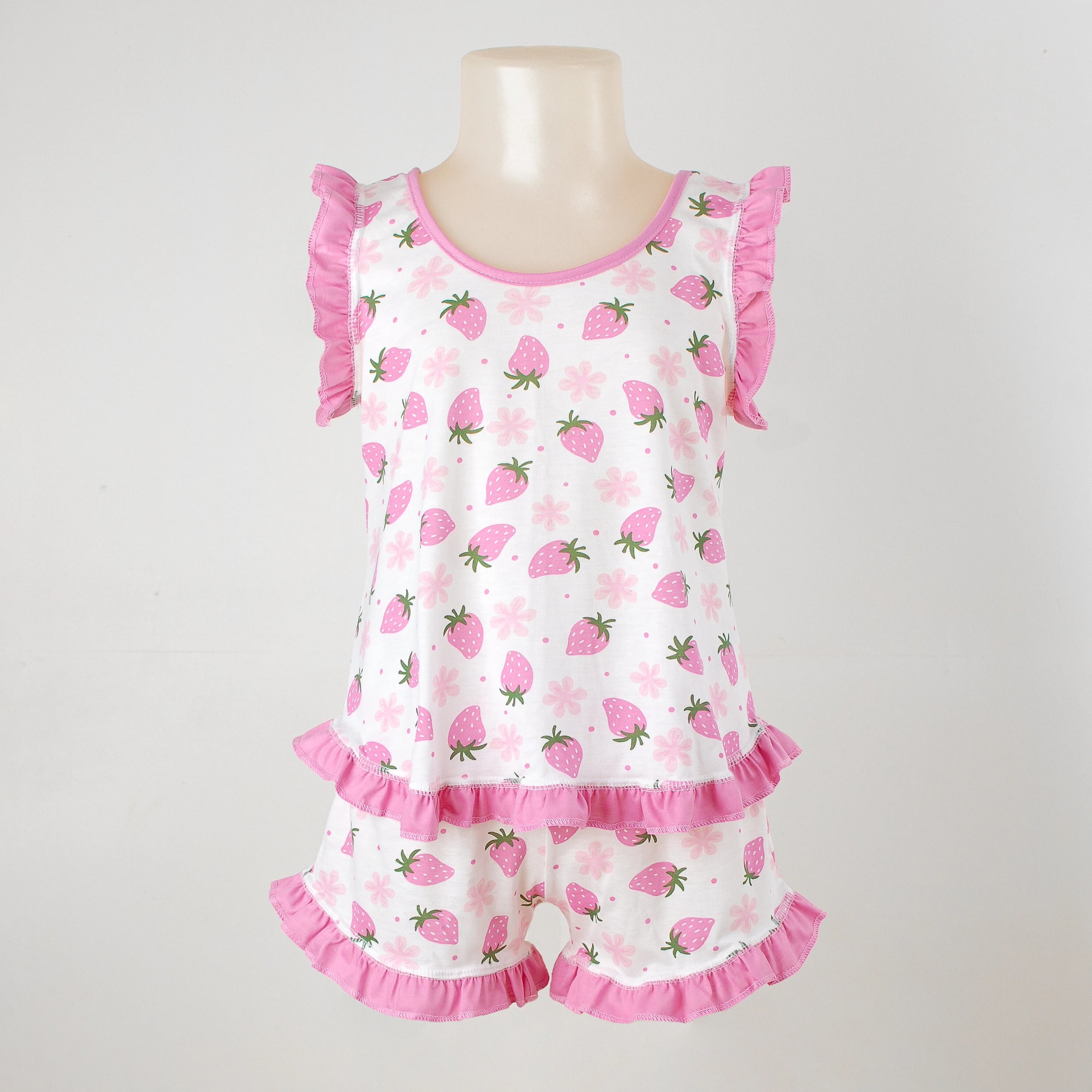 Pijama Regata Feminino Infantil - Estampa Morangos- 023020