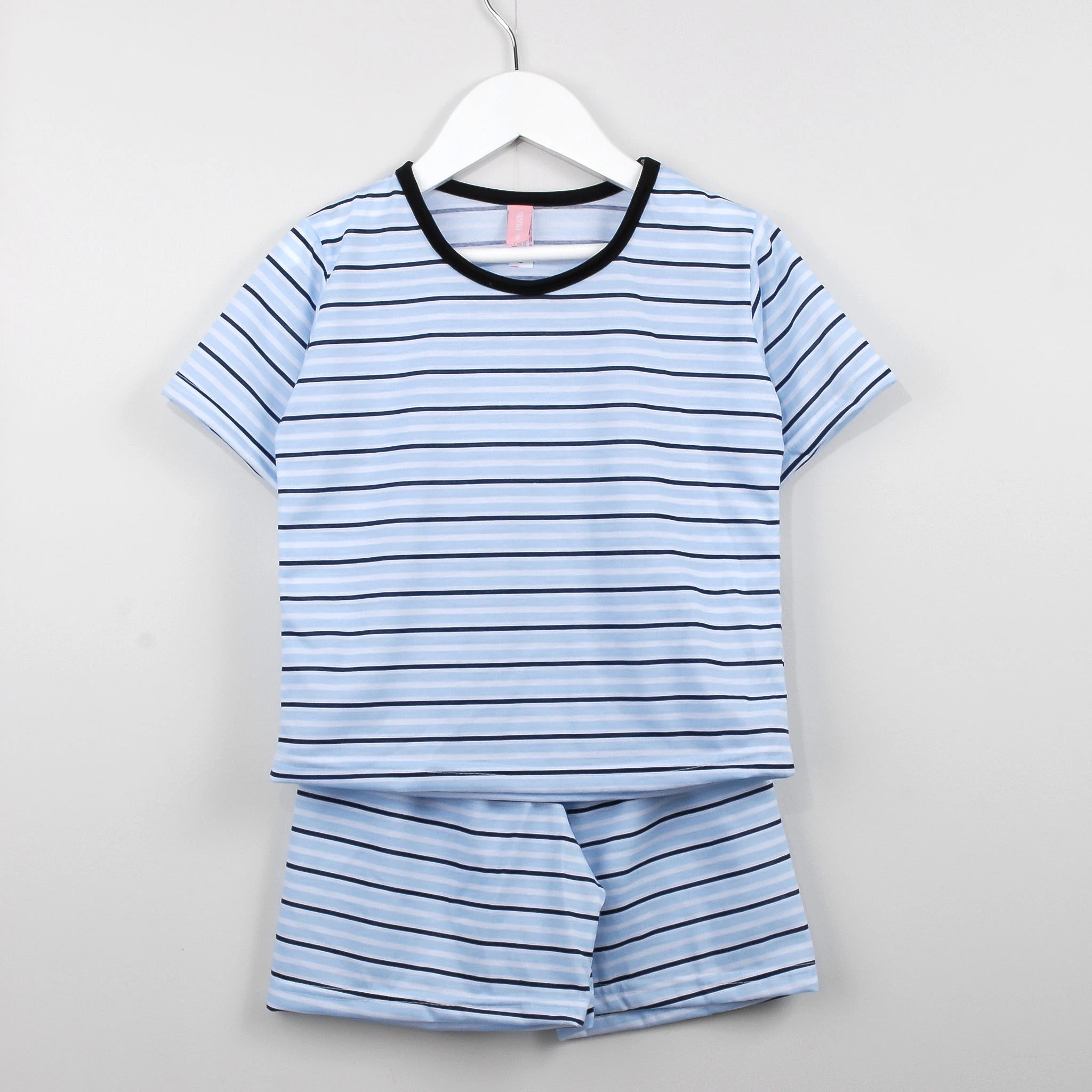Pijama Masculino Infantil Curto - Estampa Listrado Azul - 027009
