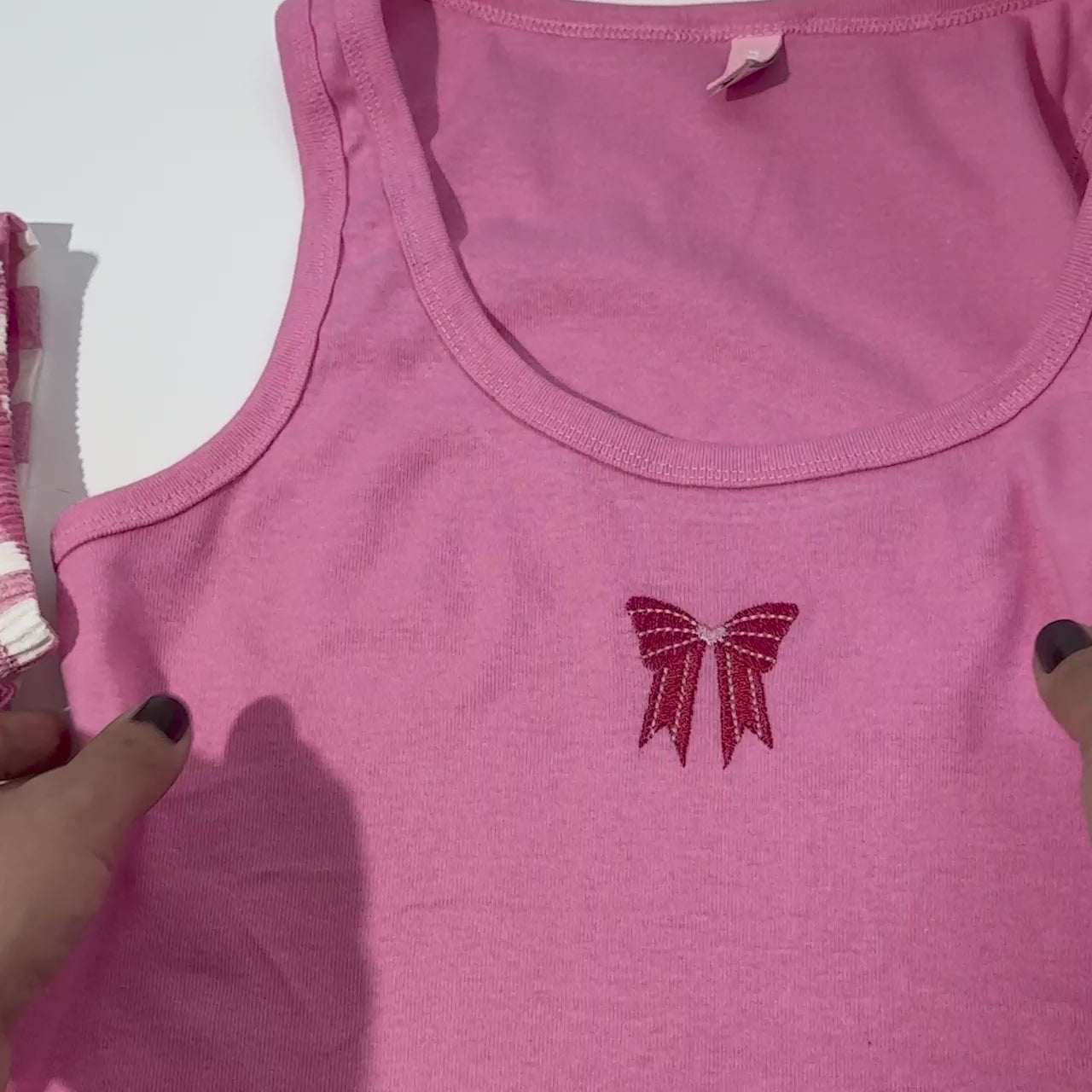 Pijama Feminino Regata Bordado Laço